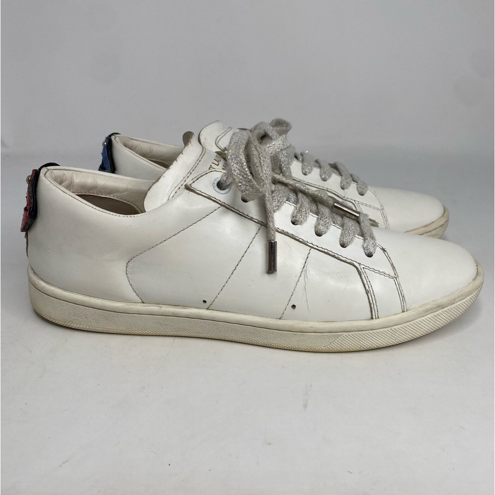 Authentic SAINT LAURENT white leather LIPS CLASSIC COURT Sneakers size 36 - Picture 4 of 12